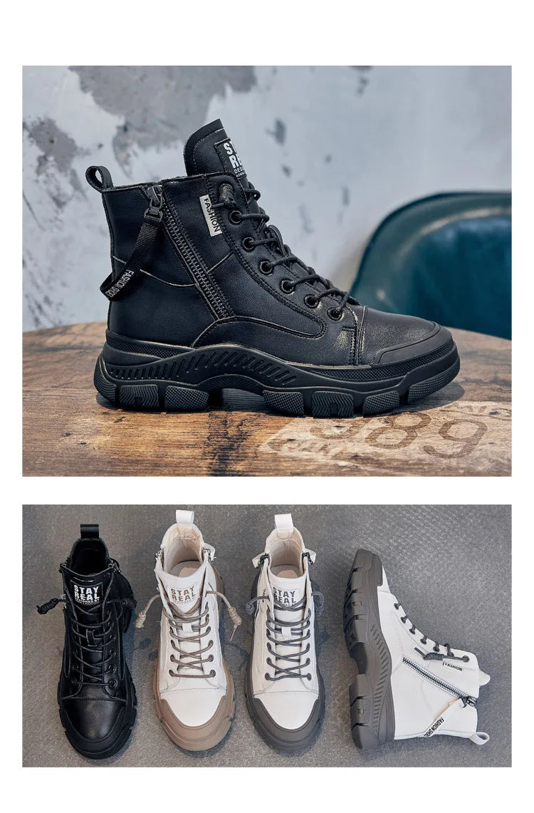 GKTINOO 2026 Autumn Winter Shoes Genuine Leather Sneakers Waterproof Boots for Women Thick Sole Women Ankle Boots Ladies Botas