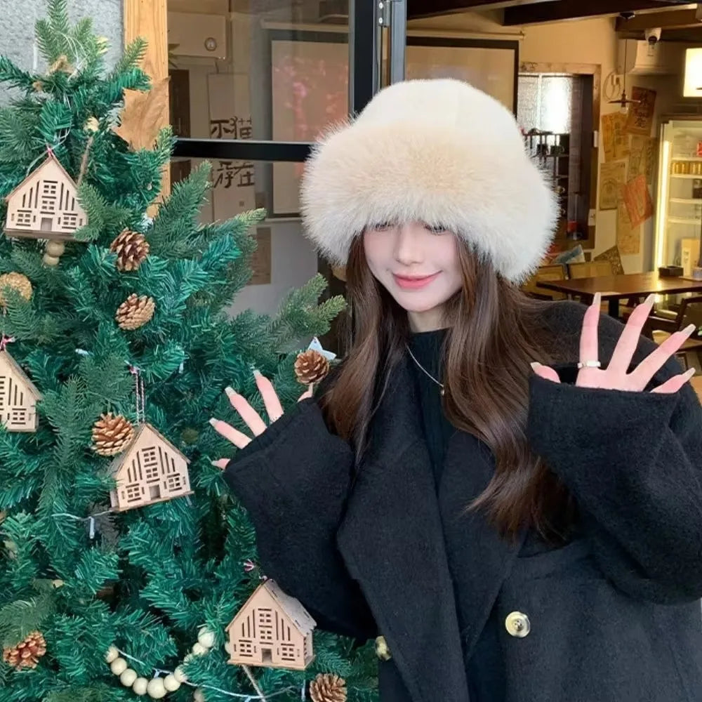 Fur Hat Women Warm Snow Ski Cap Female Faux Fox Fur Thick Warm Winter Hat Lady Windproof Russian Hat Ear Warmer Bonnet Hot Sale