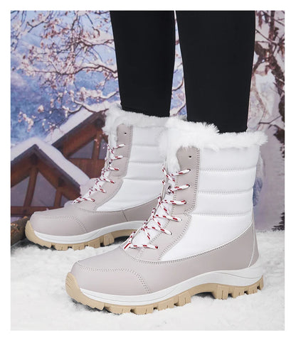 Mid-tube Boots Women's Cotton Boots Plus Velvet Non-Slip Autumn and Winter Snow Boots Women's Korean Fashion Thick-soled Antifre