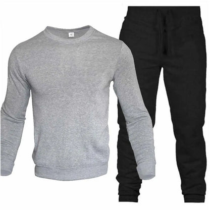 Men's Two-Piece Set O-Neck 2 Pieces Sets Tracksuit Hooded Sweatshirt +Drawstring Pants Male Sport Hoodies Running Sportswear