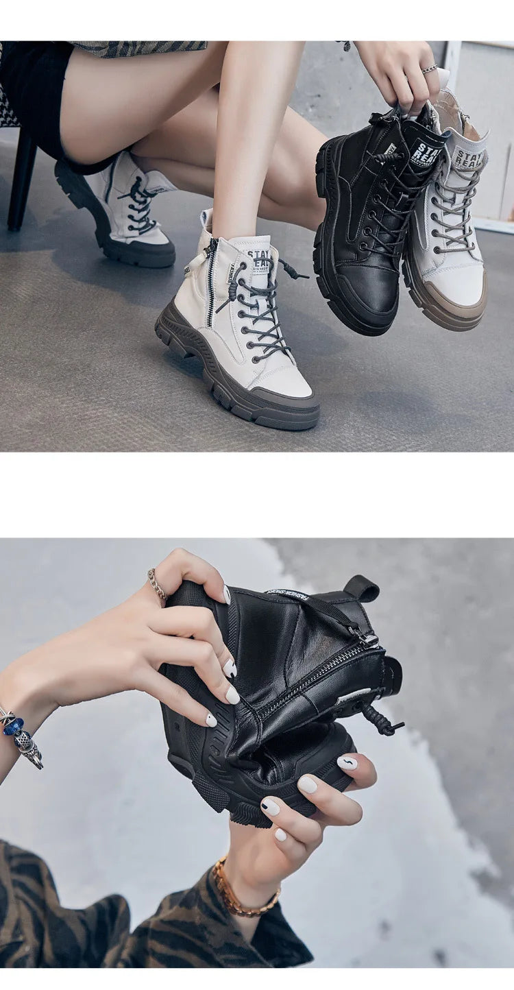 GKTINOO 2026 Autumn Winter Shoes Genuine Leather Sneakers Waterproof Boots for Women Thick Sole Women Ankle Boots Ladies Botas