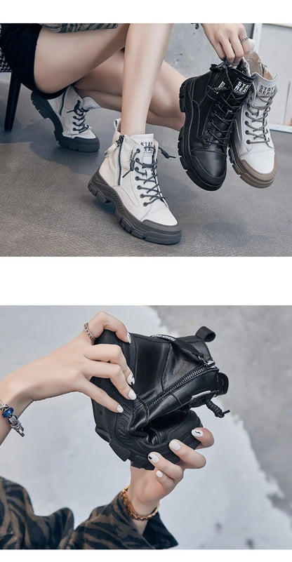GKTINOO 2026 Autumn Winter Shoes Genuine Leather Sneakers Waterproof Boots for Women Thick Sole Women Ankle Boots Ladies Botas