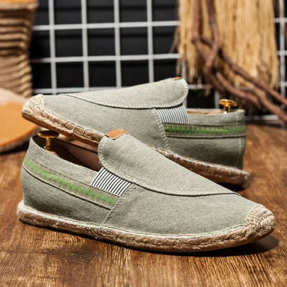Mens Casual Vintage Loafers Flat Hemp Bottom Fishermen Shoes Driving Soft Shoes Holiday Beach Sailing Bohemian Autumn Size 38-45