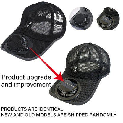 Solar Powered Cap with Fan Summer Breathable Mesh Sun Protection Outdoor Baseball Hat for Men USB Rechargeable Cooling Headwear