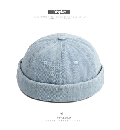 Top Denim Docker Cap Without Visor Letter Label Brimless Caps Adjustable Solid Color Hat Hats Unisex Adult Retro Hip Hop Street