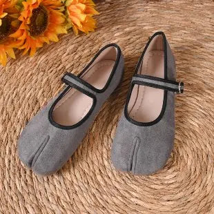 Fashion Soft Leather Split Toe Women Tabi Ballet Flats Spring Autumn Comfortable Walking Lazy Loafers Casual Girls Dance Shoes