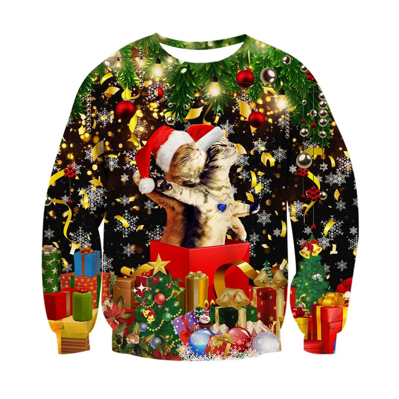 Fashion Ugly Christmas Sweater Men Women 3d Printing Funny Xmas Sweatshirt Crewneck Long Sleeve Pullover Oversized Hoodies