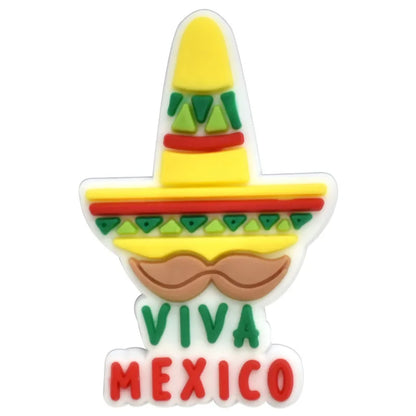 mexico series PVC shoe Charms Slippers Buckle combination Fit Wristbands accessories Decoration Bands gift unisex party