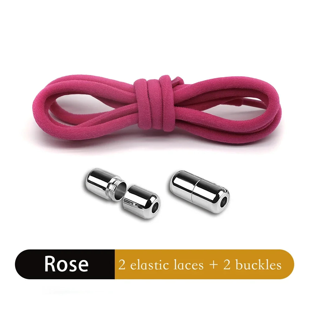 Leisure Sneakers Laces No Tie Shoelaces Elastic Quick Flat Shoelace Kids and Adult Lazy Laces Metal Lock Semicircle Shoelaces