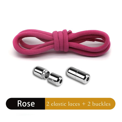 Leisure Sneakers Laces No Tie Shoelaces Elastic Quick Flat Shoelace Kids and Adult Lazy Laces Metal Lock Semicircle Shoelaces