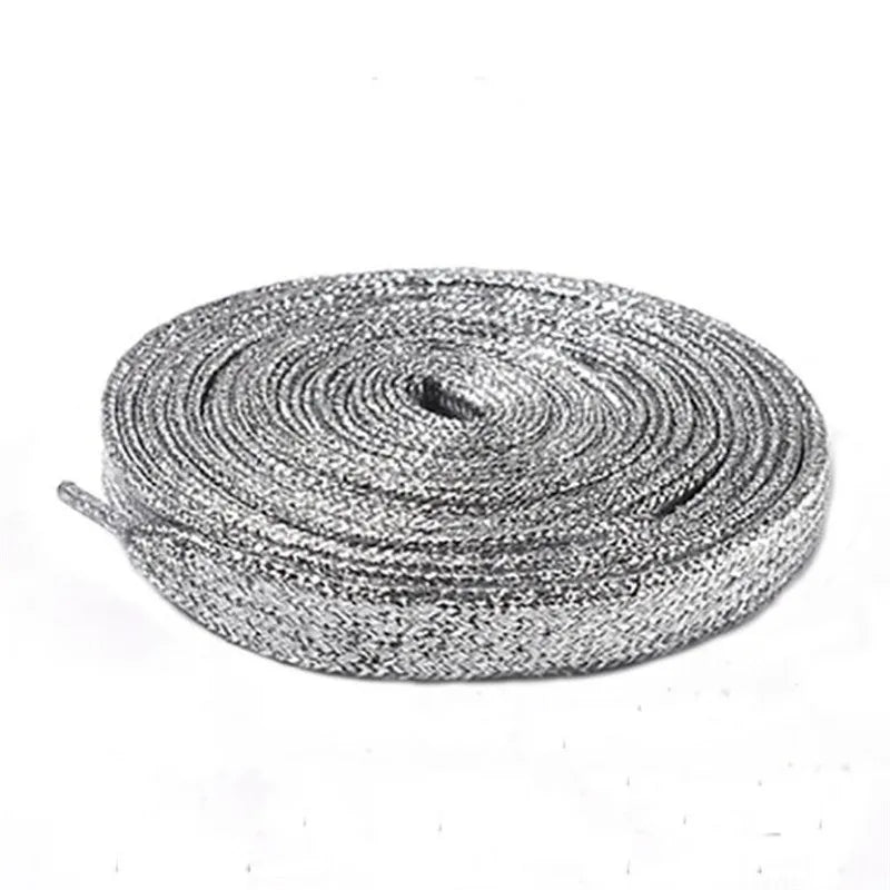 1 Pair Shiny Gold Silver Thread Shoelaces Glitter Flat Shoelaces Sparkly Bootlaces Colors Shimmering 110cm Shoe Laces Colored