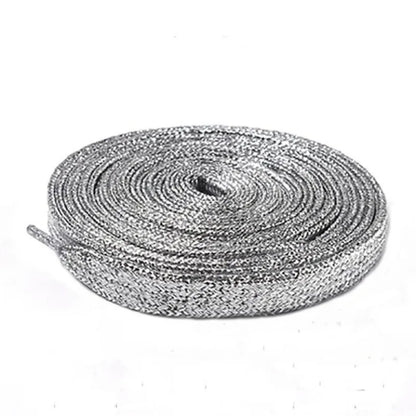 1 Pair Shiny Gold Silver Thread Shoelaces Glitter Flat Shoelaces Sparkly Bootlaces Colors Shimmering 110cm Shoe Laces Colored