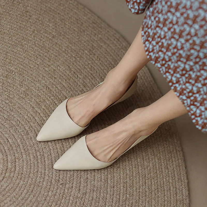 FEDONAS Basic Women Pumps Spring Summer Dress Office Ladies Pointed Toe Thin Heels Genuine Leather Shoes Woman Fashion Elegant