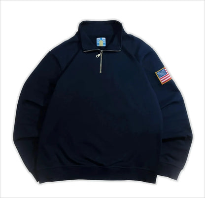 Oversize Casual Embroider Hoodies Women Sweatshirt Stand Collar Quarter Zip Pullover Sport Unisex Y2k Streetwear