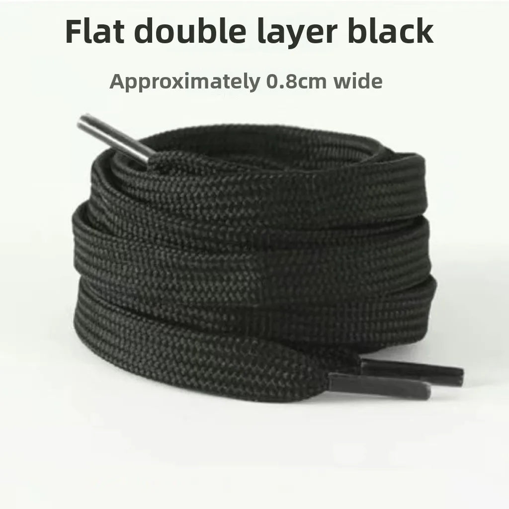 Black Shoelace round Flat Sports Men's and Women's Shoelace Leather Shoes Canvas Shoes and Boots Versatile Universal Shoelace
