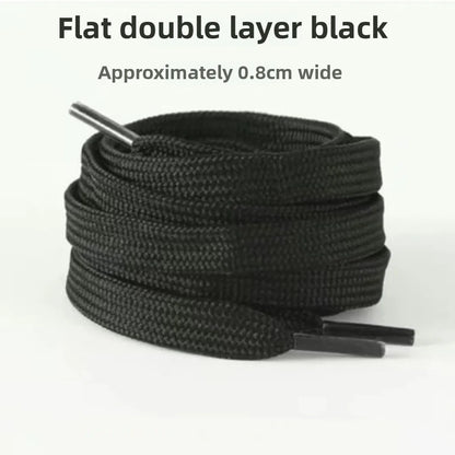 Black Shoelace round Flat Sports Men's and Women's Shoelace Leather Shoes Canvas Shoes and Boots Versatile Universal Shoelace