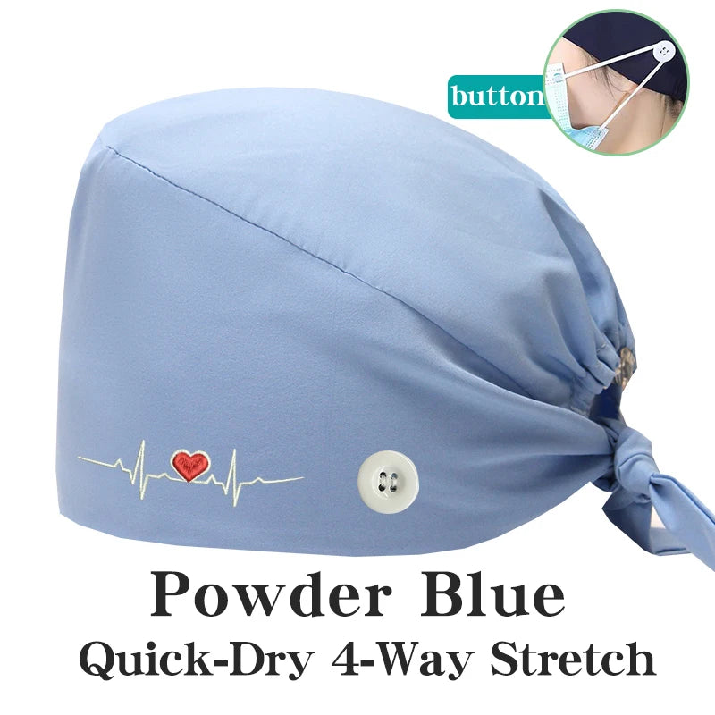 ECG Embroider Working Hats for Man Woman Pet TOOTH Clinic Scrub Caps Quick Dry Breathable Dentist Cap MSG-03
