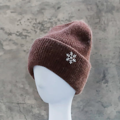 Hot Selling Winter Hat Real Rabbit Fur Winter Hats For Women Snowflake Warm Beanie cold Hats Women Solid Adult Cover Head Cap