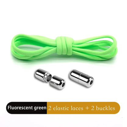Leisure Sneakers Laces No Tie Shoelaces Elastic Quick Flat Shoelace Kids and Adult Lazy Laces Metal Lock Semicircle Shoelaces