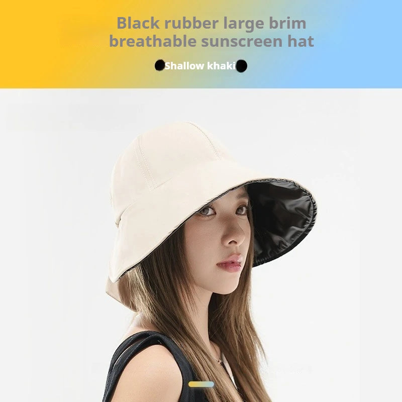 Korean Version Dome Sunshade Fisherman Hat Women's Summer Sunshade Hat Velcro Large Brim Basin Hat