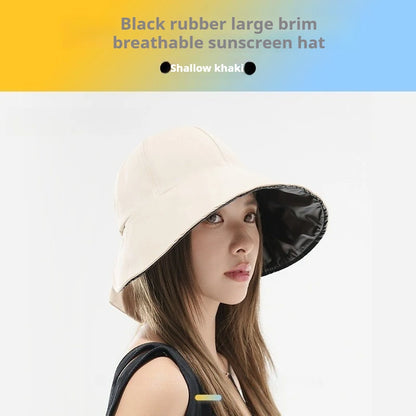 Korean Version Dome Sunshade Fisherman Hat Women's Summer Sunshade Hat Velcro Large Brim Basin Hat