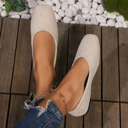 Women's Loafers 2025 New Elegant Ladies Causal Flat Shoes Square-toe Spring Autumn Shallow Women's Fashion Ballet Shoes Simple
