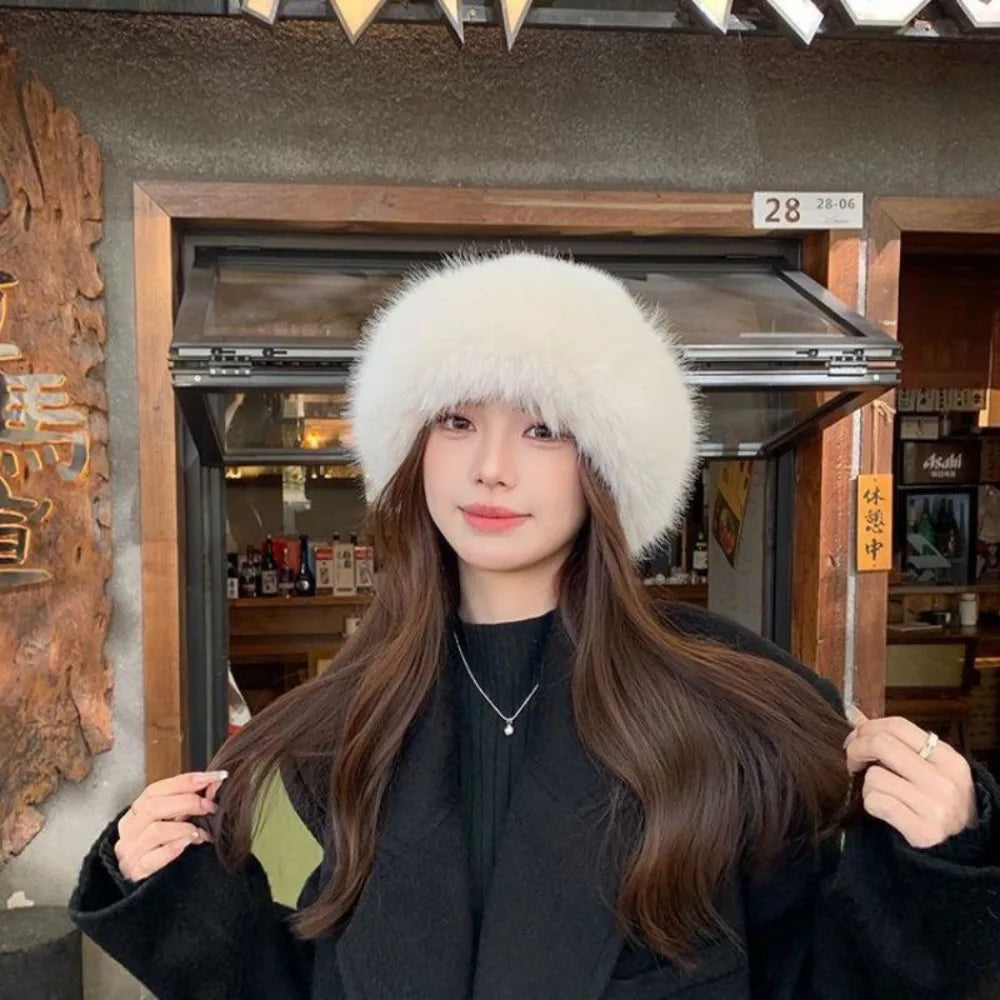 Fur Hat Women Warm Snow Ski Cap Female Faux Fox Fur Thick Warm Winter Hat Lady Windproof Russian Hat Ear Warmer Bonnet Hot Sale