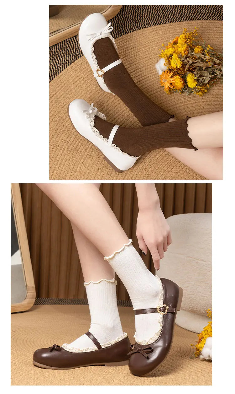 Spring Autumn Pink White Mary Janes Flat Shoes Woman Round Toe Buckle Strap Lolita Girls Student Ballet Flats Plus Size