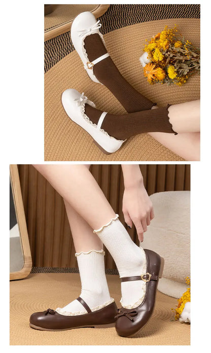 Spring Autumn Pink White Mary Janes Flat Shoes Woman Round Toe Buckle Strap Lolita Girls Student Ballet Flats Plus Size