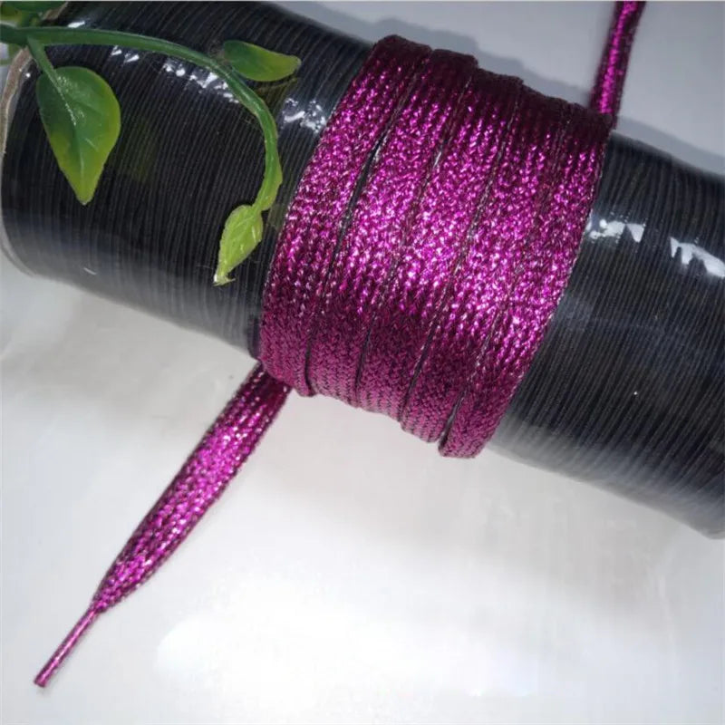 1 Pair Shiny Gold Silver Thread Shoelaces Glitter Flat Shoelaces Sparkly Bootlaces Colors Shimmering 110cm Shoe Laces Colored
