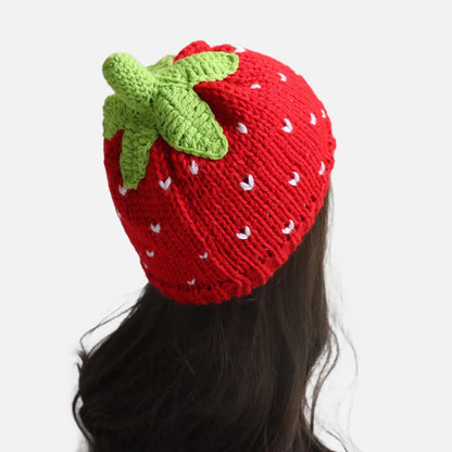 Winter Warm Hatsweet Strawberry Hat Lightweight Versatile Creative Girl Women Crochet Casual Headgear Knit Beanie Cap Skull Cap