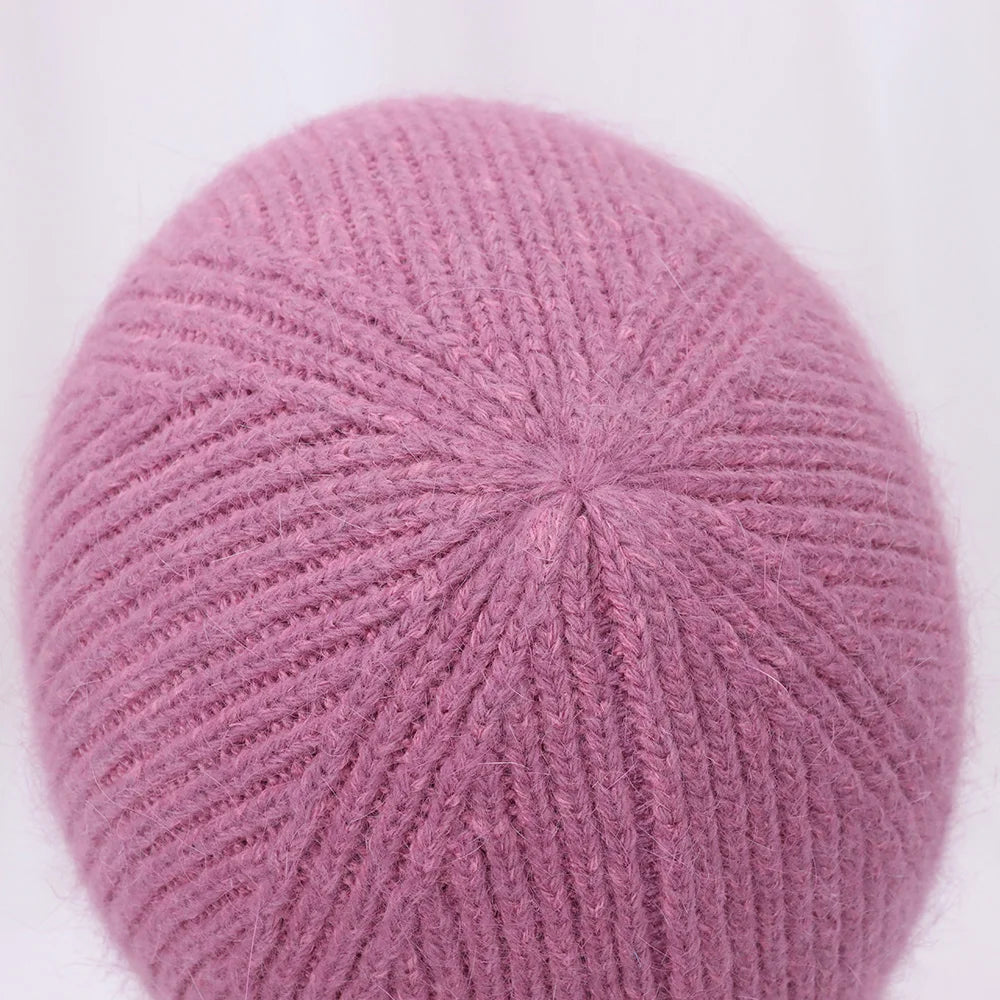 Hot Selling Winter Hat Real Rabbit Fur Winter Hats For Women Snowflake Warm Beanie cold Hats Women Solid Adult Cover Head Cap