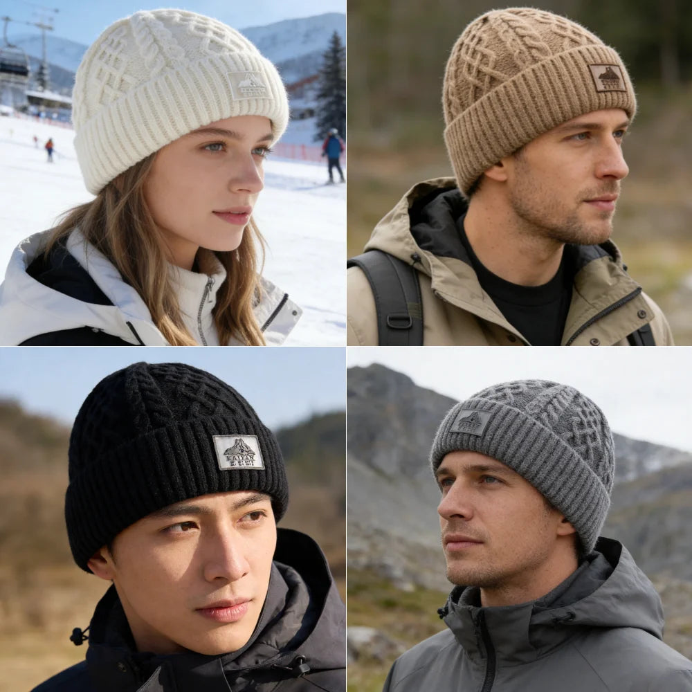 New Style Unisex Keep Warm Winter Hat Plush Fur Lined Stylish Warm Cap Beanie Hat For Men Women Outdoor Ski Sports Knitted Hat