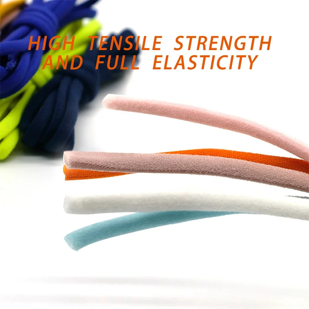 Leisure Sneakers Laces No Tie Shoelaces Elastic Quick Flat Shoelace Kids and Adult Lazy Laces Metal Lock Semicircle Shoelaces