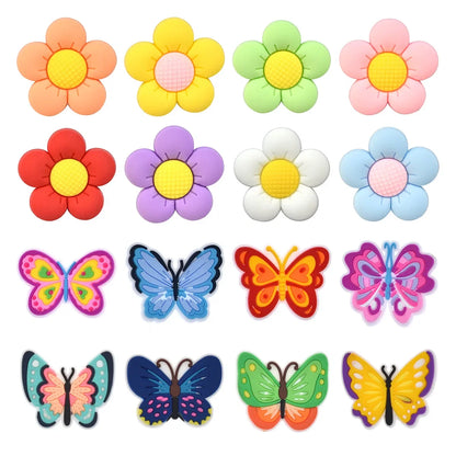PVC Butterfly Flower Big Size Beach Bag Buckle Charms Decorations Accessories for Bog Totes Bag Woman DIY Gift Travel Pendant