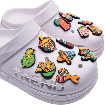 mexico series PVC shoe Charms Slippers Buckle combination Fit Wristbands accessories Decoration Bands gift unisex party
