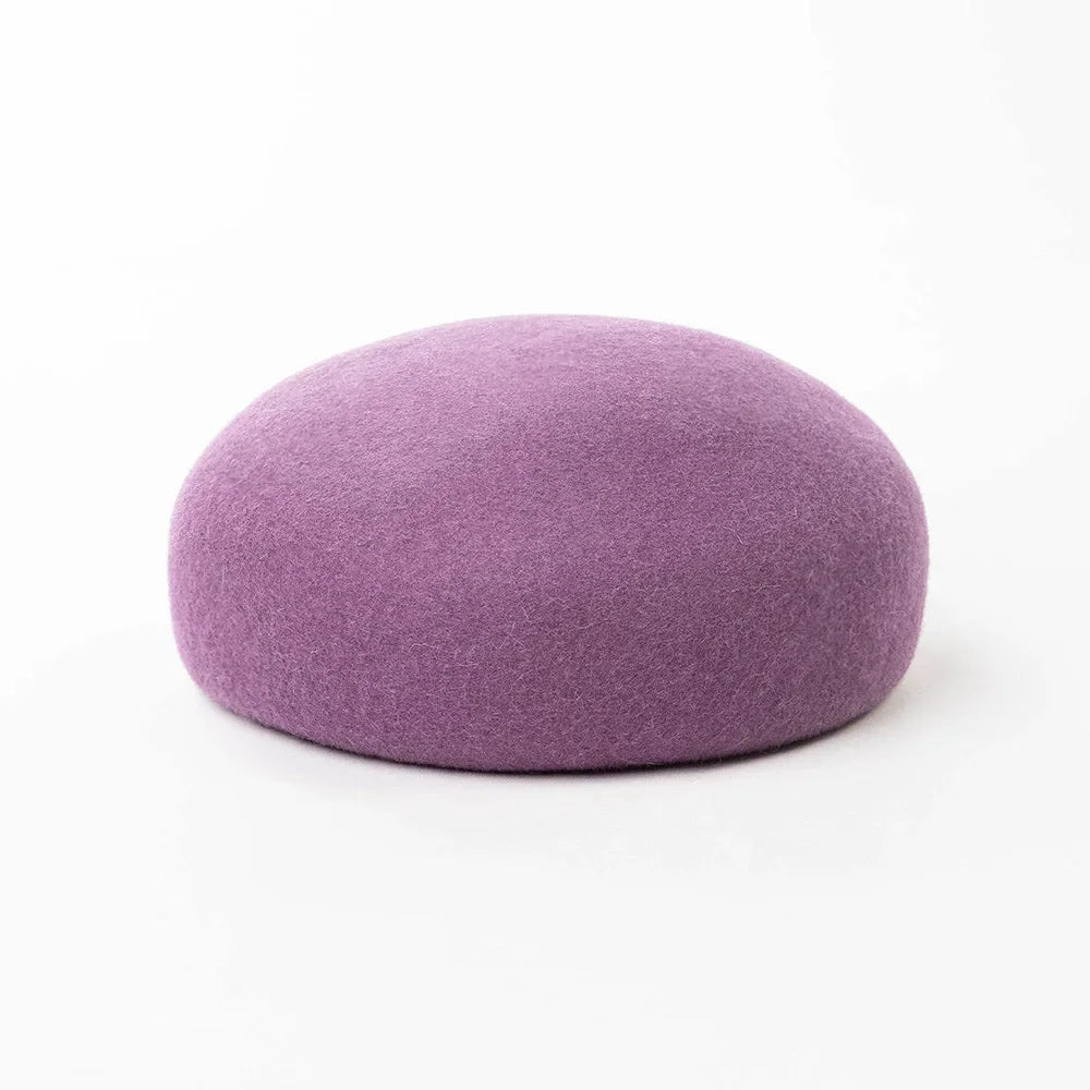 Women Wool Felt Berets Hat Vintage Hard Top Concave Top Fedoras Hats Wedding Fascinator Hats Wedding Cocktail Party Pillbox Cap