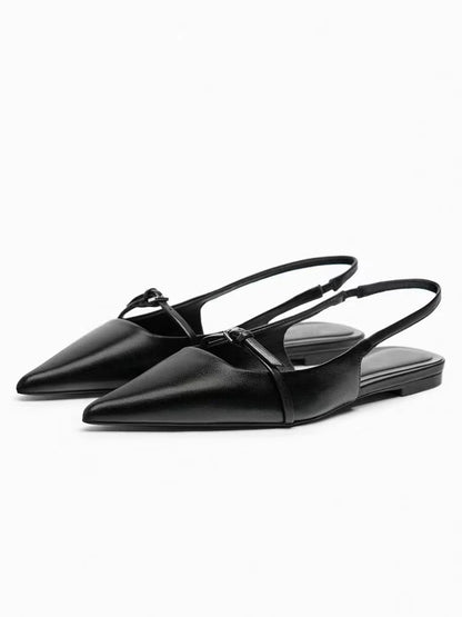 2024 New Bling Women Sandal Fashion Pointed Toe Shallow Slip on Ladies Elegant Slingback Shoes Med Heel Flat Shoes