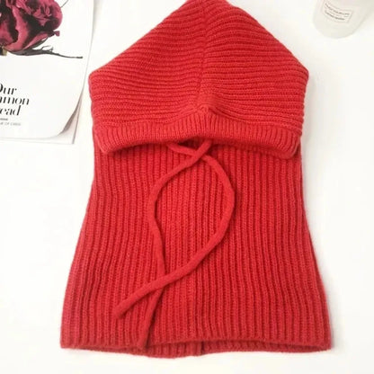 Short style Women Knitted Balaclava Fashion Fake Collar Shawl Hooded Hat Thick Warm Beanines Winter Hat official website