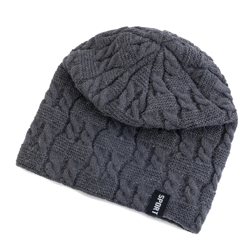 New Women Winter Hats Female Sports Label Casual Beanie Hat Fleece Lined Warm Knitted Hats