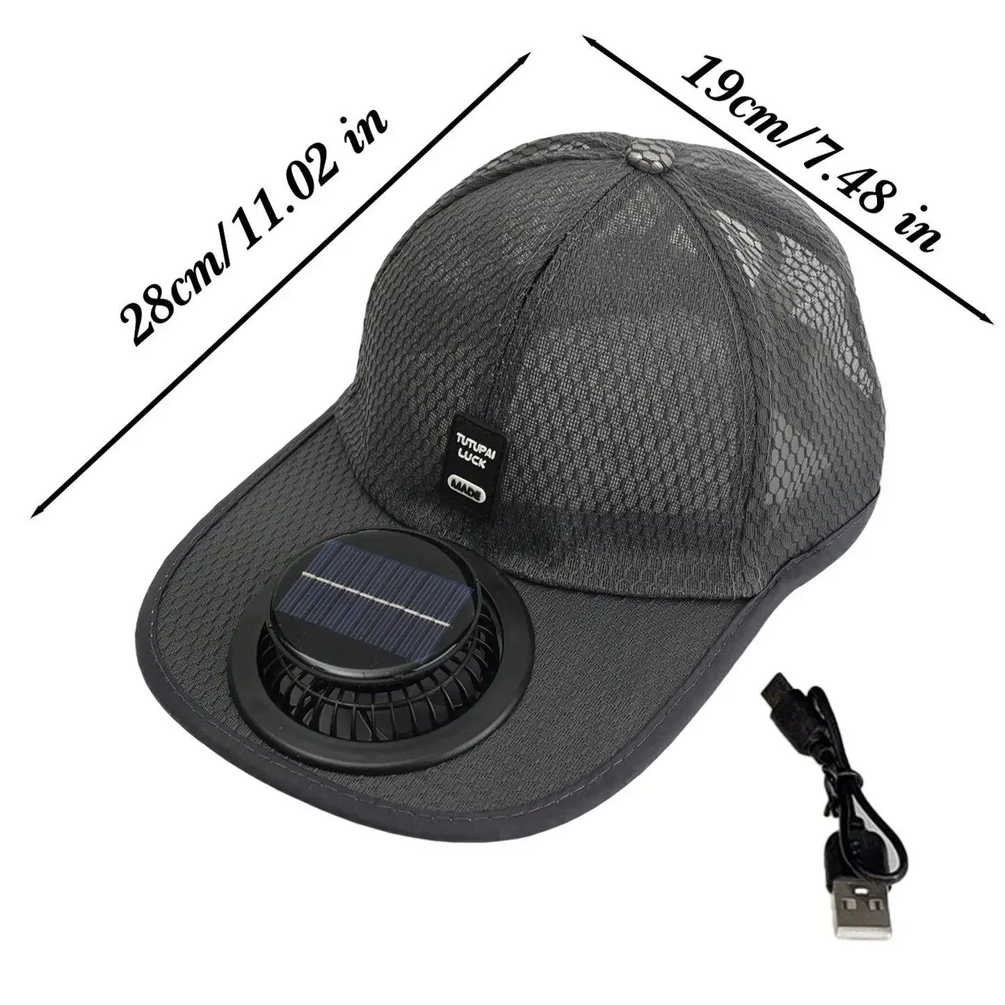 Solar Powered Cap with Fan Summer Breathable Mesh Sun Protection Outdoor Baseball Hat for Men USB Rechargeable Cooling Headwear
