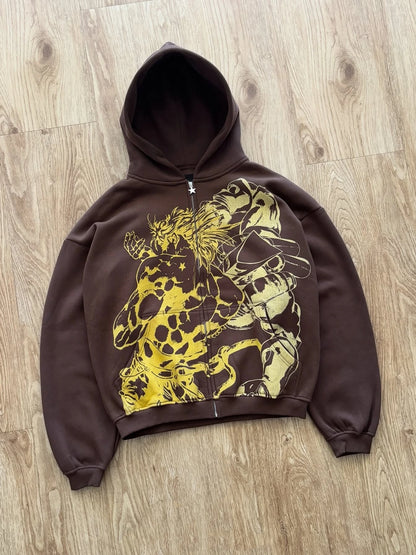 Y2k Stands Hiphop Jojo Bizarre Adventure Hoodies Harajuku Oversized Mens Womens Zipper Hoodie Hip Hop Couple Street Sweatshirt