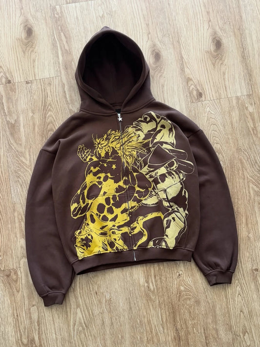 Y2k Stands Hiphop Jojo Bizarre Adventure Hoodies Harajuku Oversized Mens Womens Zipper Hoodie Hip Hop Couple Street Sweatshirt