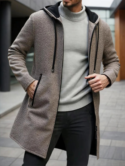 Men's Zipper Long Sleeve Coat Autumn Winter Fleece Warm Hoodies Jacket Loose Casual Outdoor Tracksuit Solid Color Sweatshirts