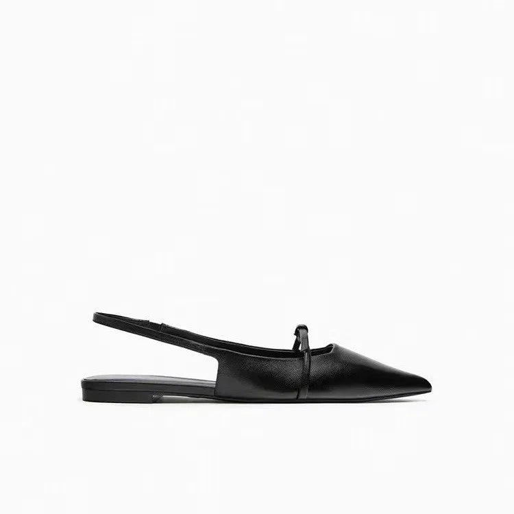 2024 New Bling Women Sandal Fashion Pointed Toe Shallow Slip on Ladies Elegant Slingback Shoes Med Heel Flat Shoes