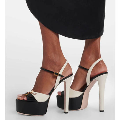 Ladies' Summer New Thick Soled Slim High-heeled Sandals, Fashionable Wedding and Runway Styles, Plus Size High-heeled Sandals