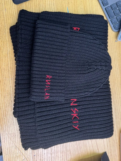 Winter Wool Knit Beanie Hat for Men and Women Thick Warm Embroidered Letter Knitted Cap Unisex Fashion Cold Weather Hat