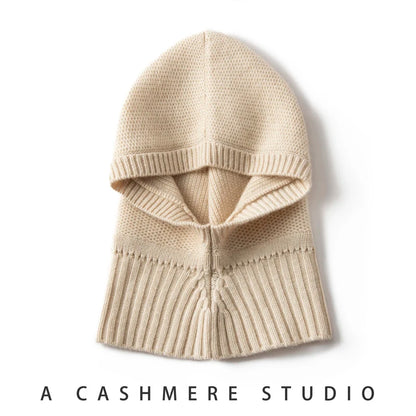 New Autumn and Winter Women's Hat 100% Cashmere Knitted Scarf Hats Outdoor Warm Fashion Girl Cap Lady High Quality Neck Sarf