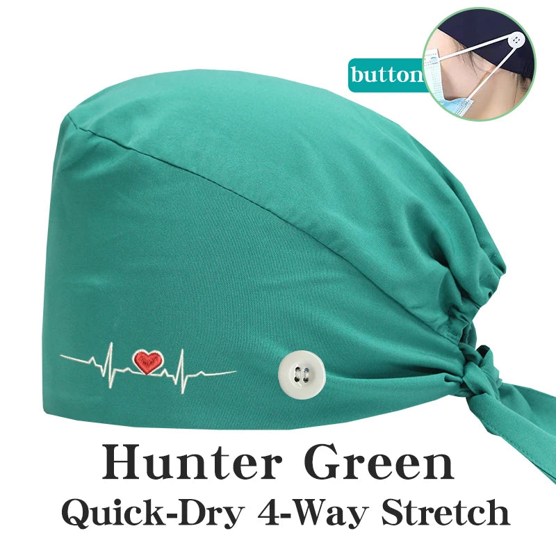 ECG Embroider Working Hats for Man Woman Pet TOOTH Clinic Scrub Caps Quick Dry Breathable Dentist Cap MSG-03