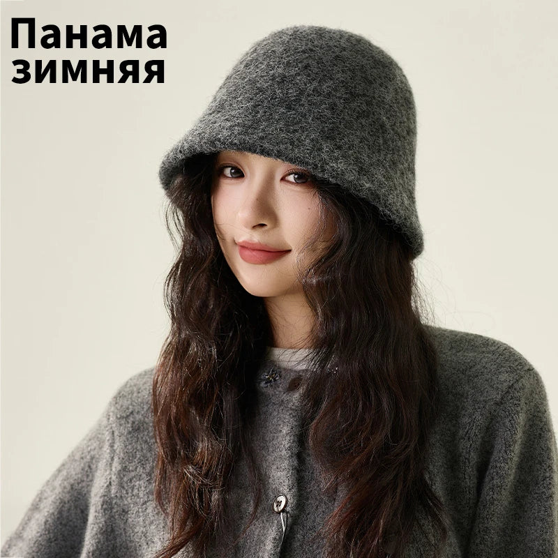 Fashion Ladies Winter Outdoor Warm Bucket Hat Woman‘s Daily Casual Fisherman Cap Korean Style Classic Panama Hats
